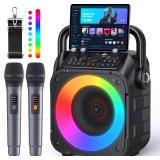 Karaoke Machine, Portable Bluetooth Speaker with 2 Wireless Microphones missing type C charger cable