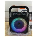 Karaoke Machine, Portable Bluetooth Speaker with 2 Wireless Microphones missing type C charger cable