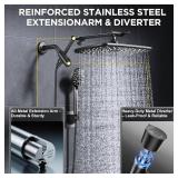 Veken 11.8" Rain Shower Head with Handheld, High Pressure Handheld Shower Heads with Multi Spray Modes, Rainfall Combo with 15" Metal Extension Arm,Detachable Dual Shower, Long 6 ft. Hose,Matte Black