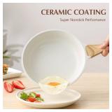 SENSARTE Nonstick Ceramic Frying Pan with Lid 8/9.5/10/11/12.5 Inch Omelet Pan Skillet, Free of Intentionally Added PFAS/PTFE Non-toxic Chef