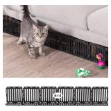 Under Couch Blocker for Toys 6" H, Plastic Under Furniture Gap Protector for Pets Blocker with Retainer, Spliced Barrier to Block Cats and Dogs for Bed Sofa Clearance (Black 24 Pack 12 Feet)