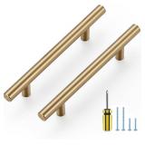 Ravinte 30 Pack Kitchen Cabinet Handles Champagne Bronze 4 Inch Hole Center Stainless Steel Pulls for Dresser Drawer Cupboard Handles with Screwdriver, 6-3/8 Inch Length