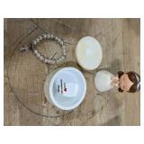 First Communion Gift Set for Girls - Resin Prayer Girl Figurine with Dove & Olive Branch Design, White Religious Keepsake Statue, Pearl Necklace Cross Pendant, Gift Box Set with Inspirational Message
