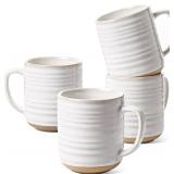 LE TAUCI Coffee Mugs 12 oz, Ceramic Coffee Cups for Latte, Hot Tea, Cappuccino, Mocha, Cocoa, Housewarming Wedding Present Mug Set - Set of 4, Arctic White