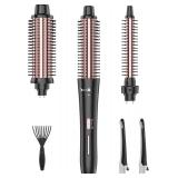 Curling Brush Set, Curling Iron Interchangeable 3 Barrel Wand Curler with Ceramic Tourmaline Professional Curling Iron Brush,for Women with Curler and Waver