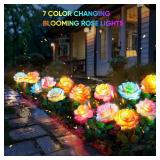 Solar Lights Outdoor Waterproof for Garden Decor, 4 Pack Solar Garden Lights for Outside, Outdoor Solar Lights for Yard with Solar Flowers Lights, Solar Powered Yard Decorations