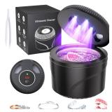 Ultrasonic Retainer Cleaner Machine, 45kHz Dental Cleaning Pod for Dentures, Jewelry, Toothbrush Heads, Mouth Guards, Aligners, Braces, 200ML Denture Cleaner 4 Modes & Digital Timer, Black