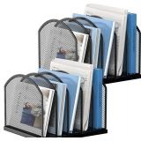 Gawerk 5-Section Vertical Desktop Organizer, 5-Section Mesh File Folder Stand Sorter for Office Home Classroom Organization (2, Black)
