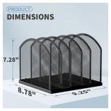 Gawerk 5-Section Vertical Desktop Organizer, 5-Section Mesh File Folder Stand Sorter for Office Home Classroom Organization (2, Black)
