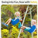 Decorlife Outdoor Swings Seats with 66" Rust-Resistant Heavy Duty Chain, Playground Swing Set Accessories Replacement Anti-Slip Seats, Backyard Swing Support 330lb for Kids or Adults (Blue)