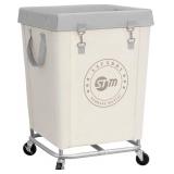 STORAGE MANIAC Commercial Laundry Hamper with Heavy Duty Steel Frame, 160 L Industrial Clothes Basket Cart with Wheels for Hotel, Home, Laundry Room, 18