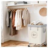 STORAGE MANIAC Commercial Laundry Hamper with Heavy Duty Steel Frame, 160 L Industrial Clothes Basket Cart with Wheels for Hotel, Home, Laundry Room, 18