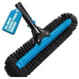 20" Wide Pool Brush Head, Heavy Duty Pool Cleaning Brush with 12-Rows Soft Bristles, Inground/Above Ground Pool Brushes with Curved Ends, Safe for Vinyl Liner