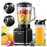GDOR 1200W Professional Blender with 5 Smart Programs | High Speed Countertop Blender for Smoothies and Shakes, 52 Oz Glass Jar & 24 Oz To-Go Cup Combo, 6-Leaf Ice Crushing Blade, Self Cleaning, Black