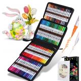 ZSCM 72 Colors Markers for Adult Coloring Books No Bleeding - Dual-Tip Art Markers, Fine & Brush Tip Coloring Pen for Adult Calligraphy, Drawing, Sketch Art & Creative Journaling