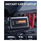 TREKURE Portable Car Battery Jump Starter 4000A 16800mAh Jump Box, Car Battery Jumper Starter Portable Jumper Cables for car(8.0L Gas/6.5L Diesel), Fast Charge, Lights, Compact