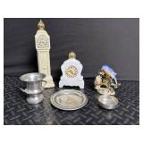 Avon Fragrance Hour Bottles, Bird Figurine & Silverplate Pieces Mixed Lot