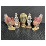 Ceramic Thanksgiving Turkey Figurines (Lot of 5)