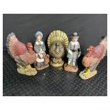 Ceramic Thanksgiving Turkey Figurines (Lot of 5)