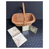 Decorative Lace and Pillow Mixed Lot With Wicker Basket