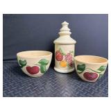Fruit Motif Ceramic Canister & Bowl Set (3 Piece)