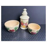 Fruit Motif Ceramic Canister & Bowl Set (3 Piece)