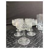 Mixed Lot: Etched Coupe Glasses & Tall Tumblers
