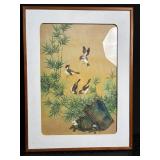Framed Bird and Bamboo Print