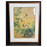 Framed Bird and Bamboo Print