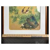 Framed Bird and Bamboo Print