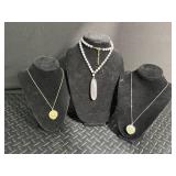 Necklace Set With Pearl Beads & Filigree Pendants (Lot of 3)