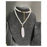 Necklace Set With Pearl Beads & Filigree Pendants (Lot of 3)