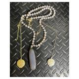 Necklace Set With Pearl Beads & Filigree Pendants (Lot of 3)