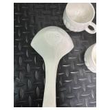 White Ceramic Punch Bowl Set With 8 Cups & Ladle