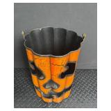 Halloween Decor Mixed Lot - Jack-O-Lantern Bucket, Pumpkin Jar & Leaf Bowl