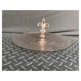 Glass Cake Stand With Fleur-De-Lis Pedestal - 14"