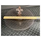 Glass Cake Stand With Fleur-De-Lis Pedestal - 14"