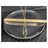 Silver Tone Pedestal Cake Stand With Gold Tone Handle