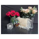 Mixed Floral Decor & Glass Vase Assortment (Lot of 7)