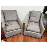 CR Laine Upholstered Swivel Chairs (Pair)