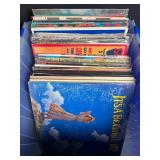 Mixed Lot: Assorted Vinyl Records in Storage Tote