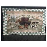 Signed Noahs Ark Woven Tapestry Wall Hanging