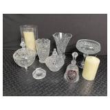 Mixed Crystal Glass Candle Holders & Decor (Lot of 8)