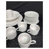 White Textured Porcelain Dinnerware Set