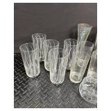 Etched Glassware, Iridescent Flutes & Floral Mugs Mixed Lot