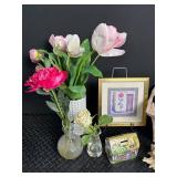 Mixed Floral Decor Lot of 7 Home Accents
