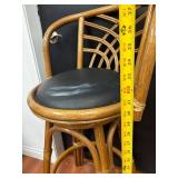 Bent Rattan Bar Stool With Black Cushion