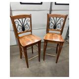 Pair of Wood & Iron Bar Stools