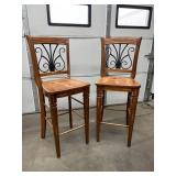 Pair of Wood & Iron Bar Stools