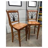 Pair of Wood & Iron Bar Stools